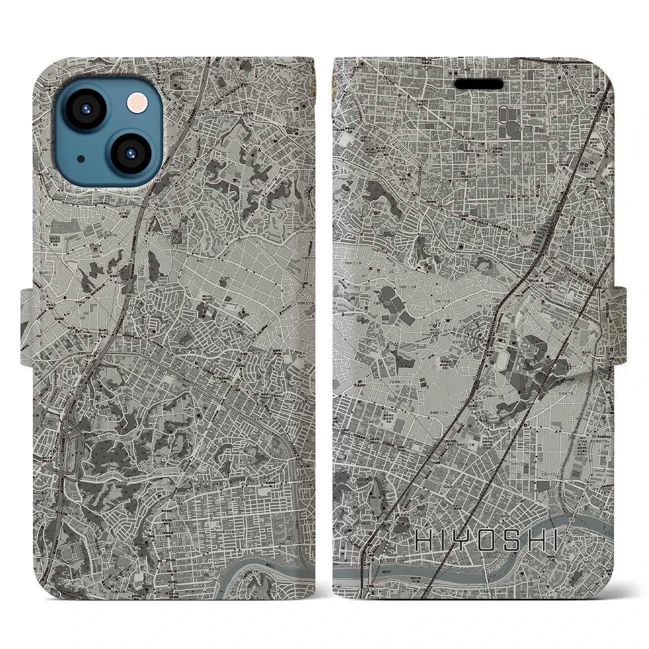 【日吉(神奈川県)】地図柄iPhoneケース(手帳タイプ)