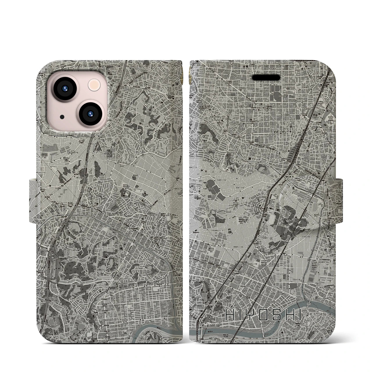 【日吉(神奈川県)】地図柄iPhoneケース(手帳タイプ)