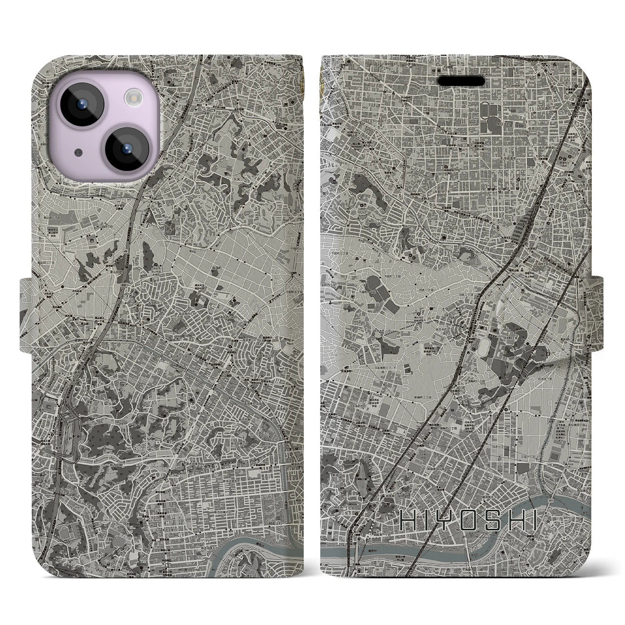 【日吉(神奈川県)】地図柄iPhoneケース(手帳タイプ)