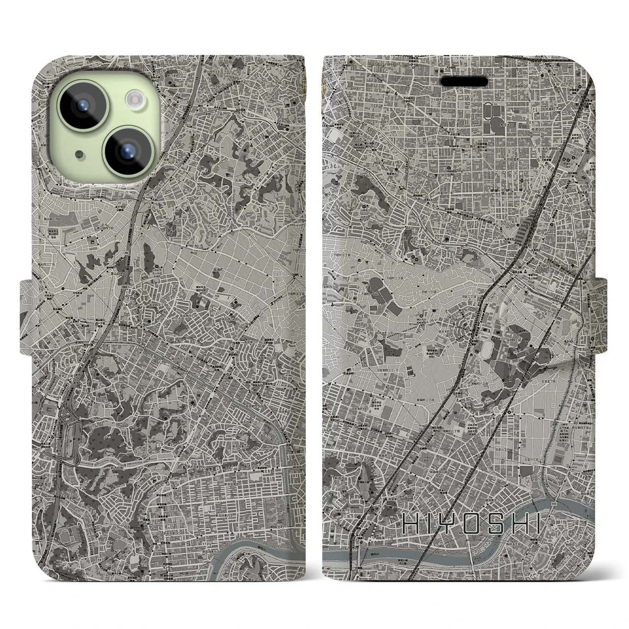 【日吉(神奈川県)】地図柄iPhoneケース(手帳タイプ)