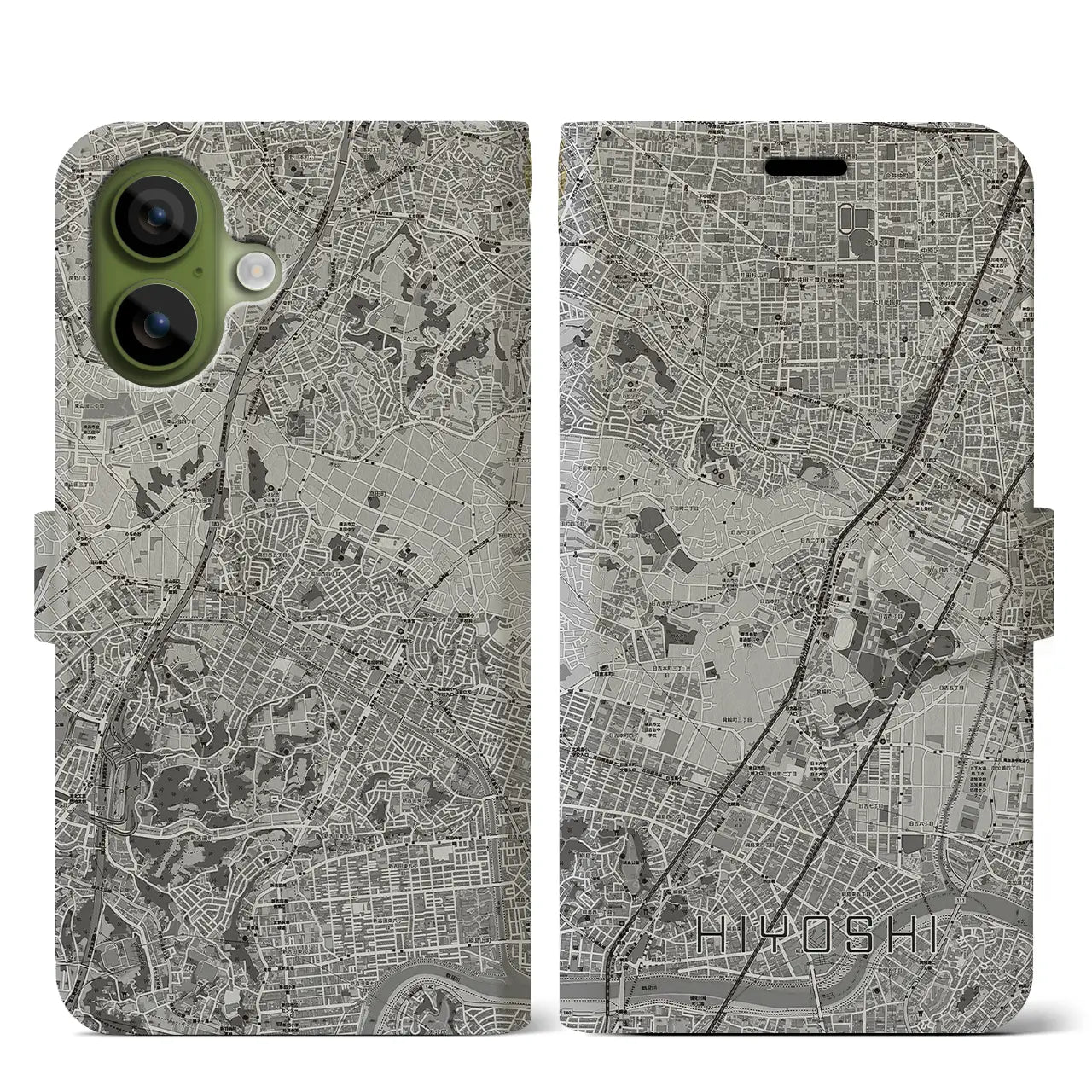 【日吉(神奈川県)】地図柄iPhoneケース(手帳タイプ)