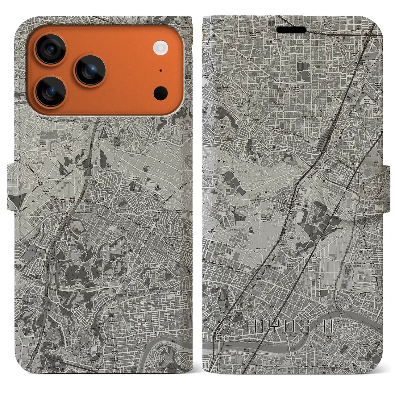 【日吉(神奈川県)】地図柄iPhoneケース(手帳タイプ)