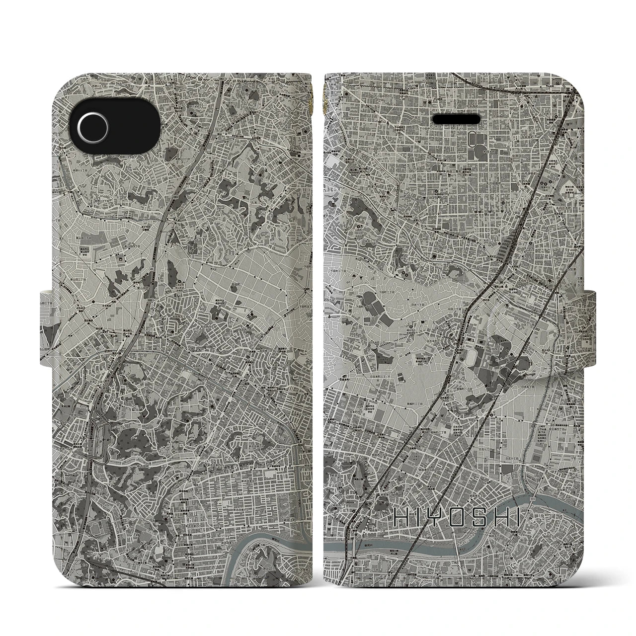 【日吉(神奈川県)】地図柄iPhoneケース(手帳タイプ)