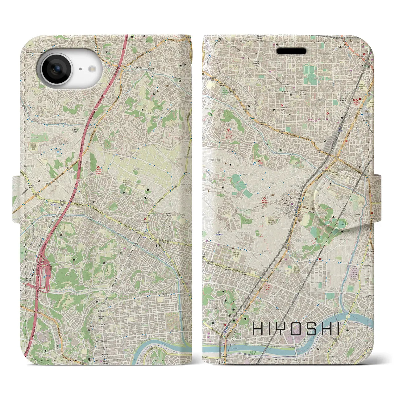 【日吉(神奈川県)】地図柄iPhoneケース(手帳タイプ)