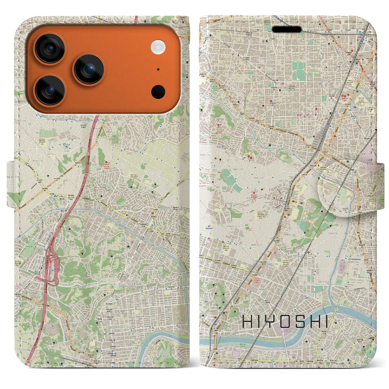 【日吉(神奈川県)】地図柄iPhoneケース(手帳タイプ)