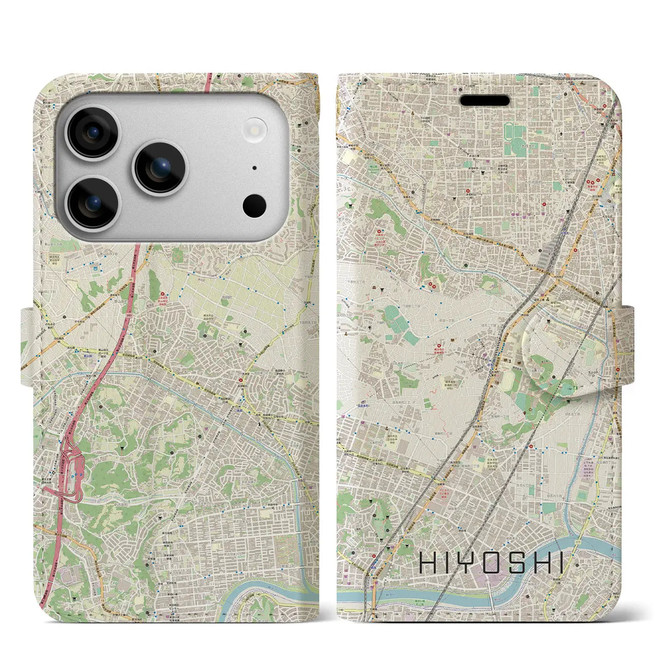 【日吉(神奈川県)】地図柄iPhoneケース(手帳タイプ)