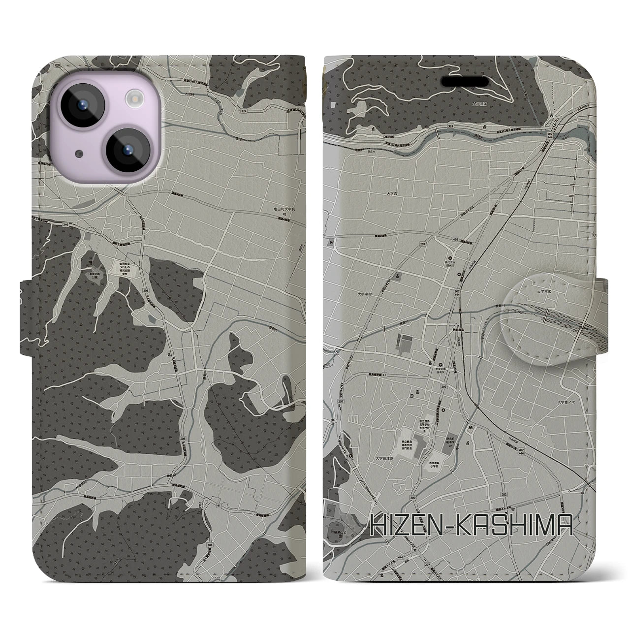 【肥前鹿島(佐賀県)】地図柄iPhoneケース(手帳タイプ)