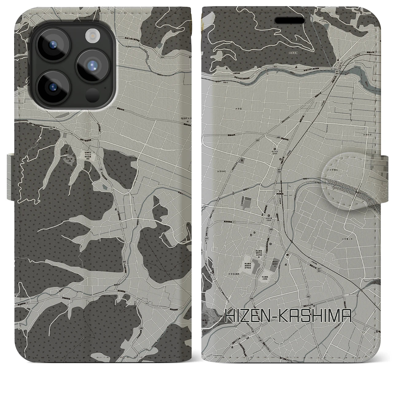 【肥前鹿島(佐賀県)】地図柄iPhoneケース(手帳タイプ)