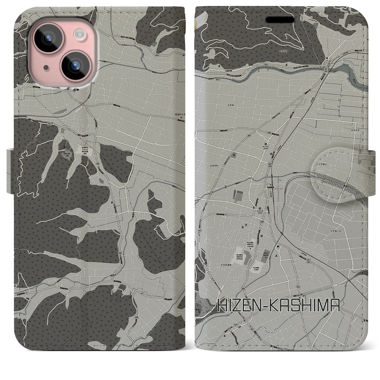 【肥前鹿島(佐賀県)】地図柄iPhoneケース(手帳タイプ)