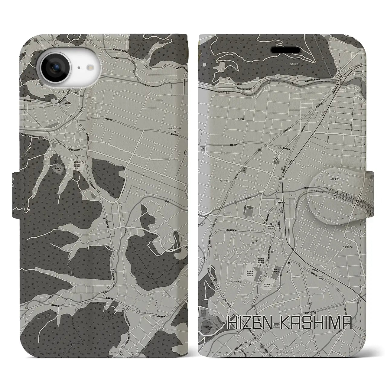 【肥前鹿島(佐賀県)】地図柄iPhoneケース(手帳タイプ)