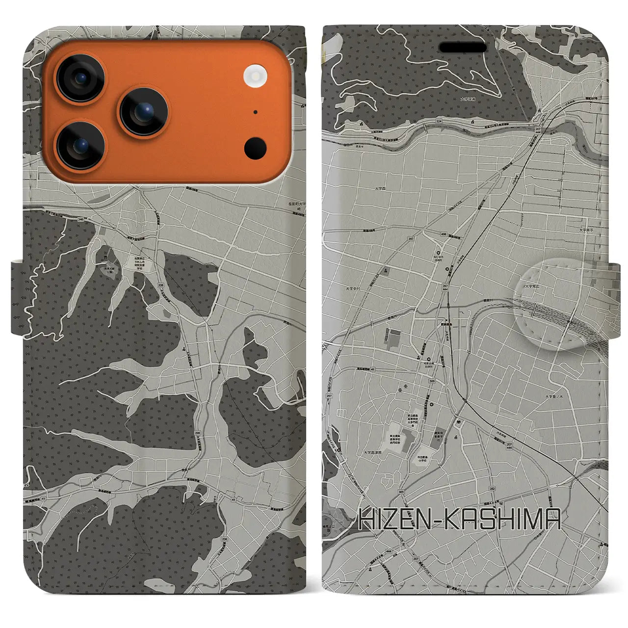 【肥前鹿島(佐賀県)】地図柄iPhoneケース(手帳タイプ)