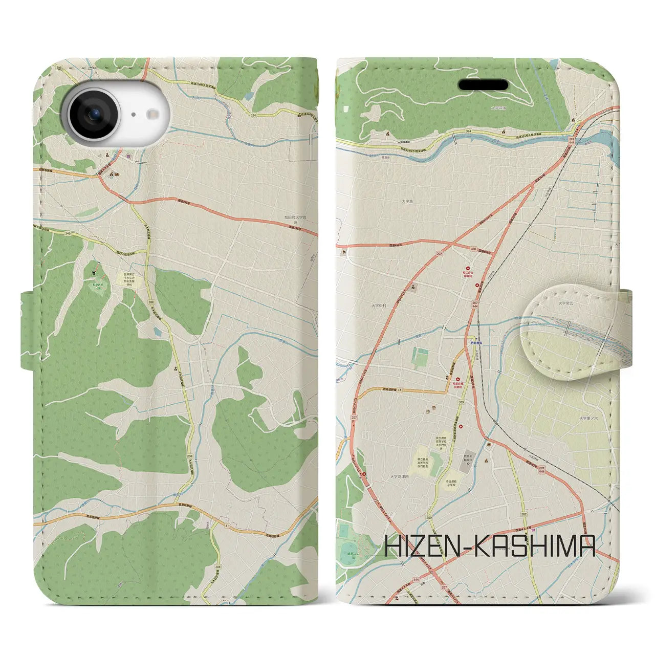 【肥前鹿島(佐賀県)】地図柄iPhoneケース(手帳タイプ)