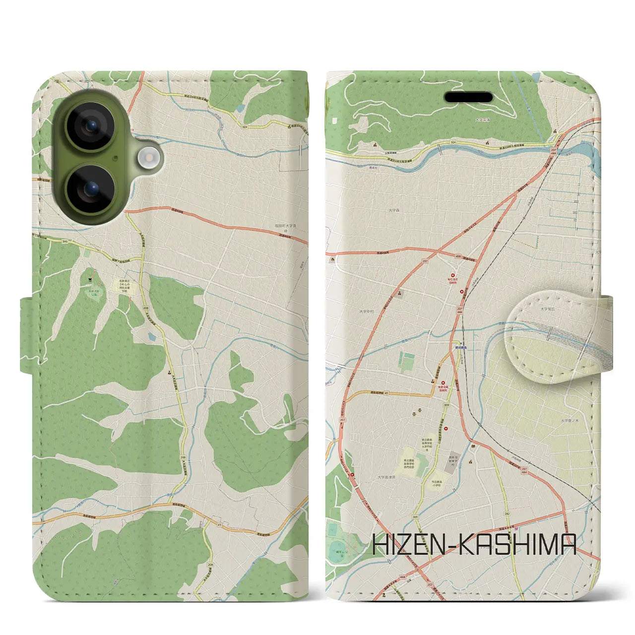 【肥前鹿島(佐賀県)】地図柄iPhoneケース(手帳タイプ)