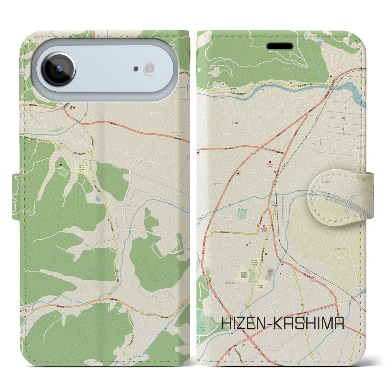 【肥前鹿島(佐賀県)】地図柄iPhoneケース(手帳タイプ)