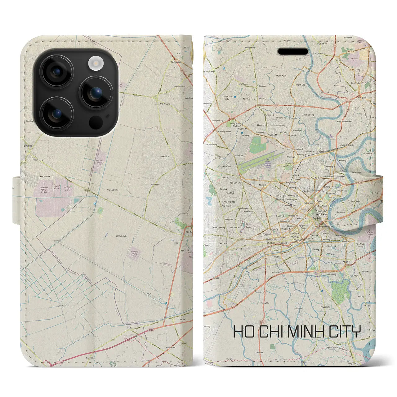 【ホーチミン(ベトナム)】地図柄iPhoneケース(手帳タイプ)ナチュラル・iPhone 16 用