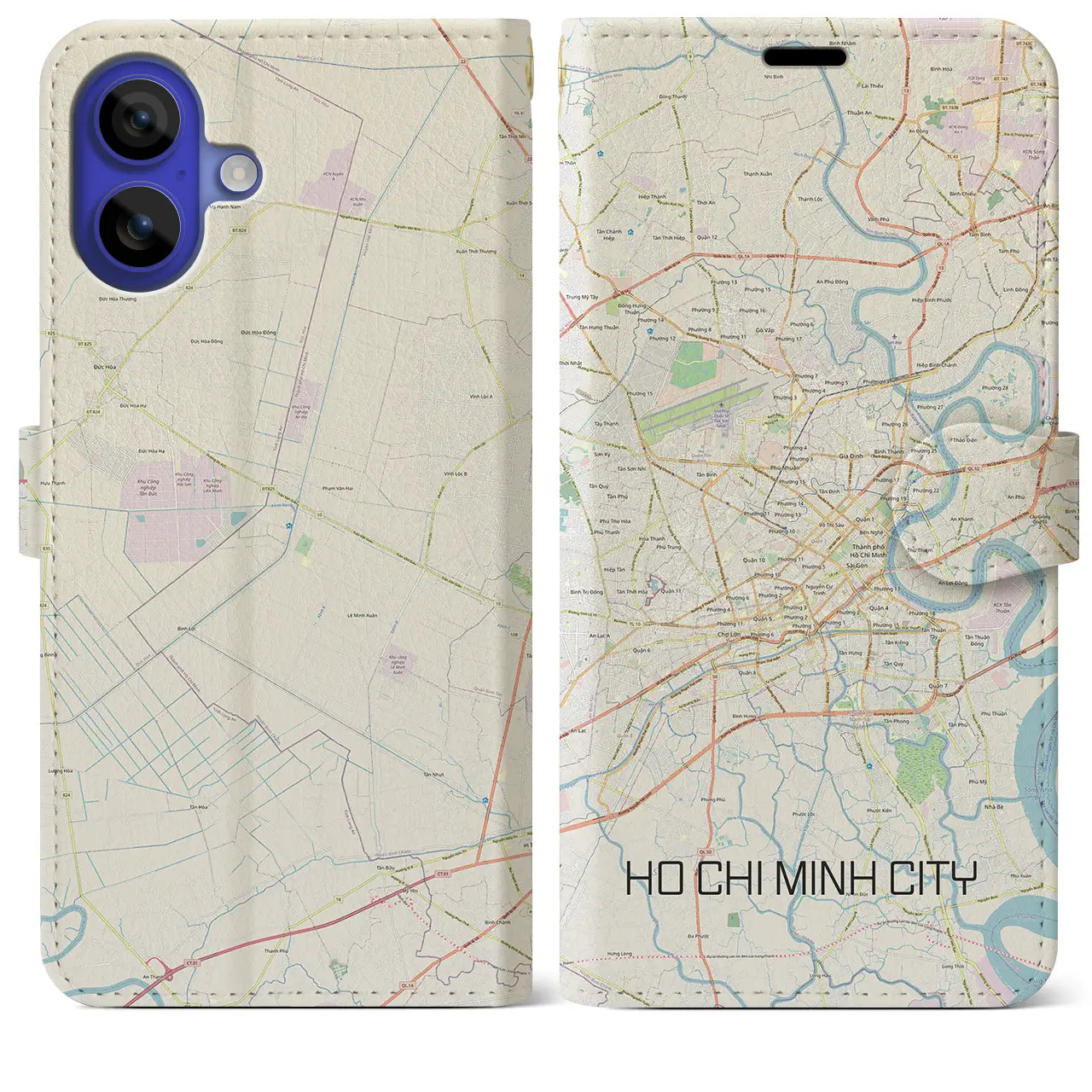 【ホーチミン(ベトナム)】地図柄iPhoneケース(手帳タイプ)ナチュラル・iPhone 16 Pro Max 用
