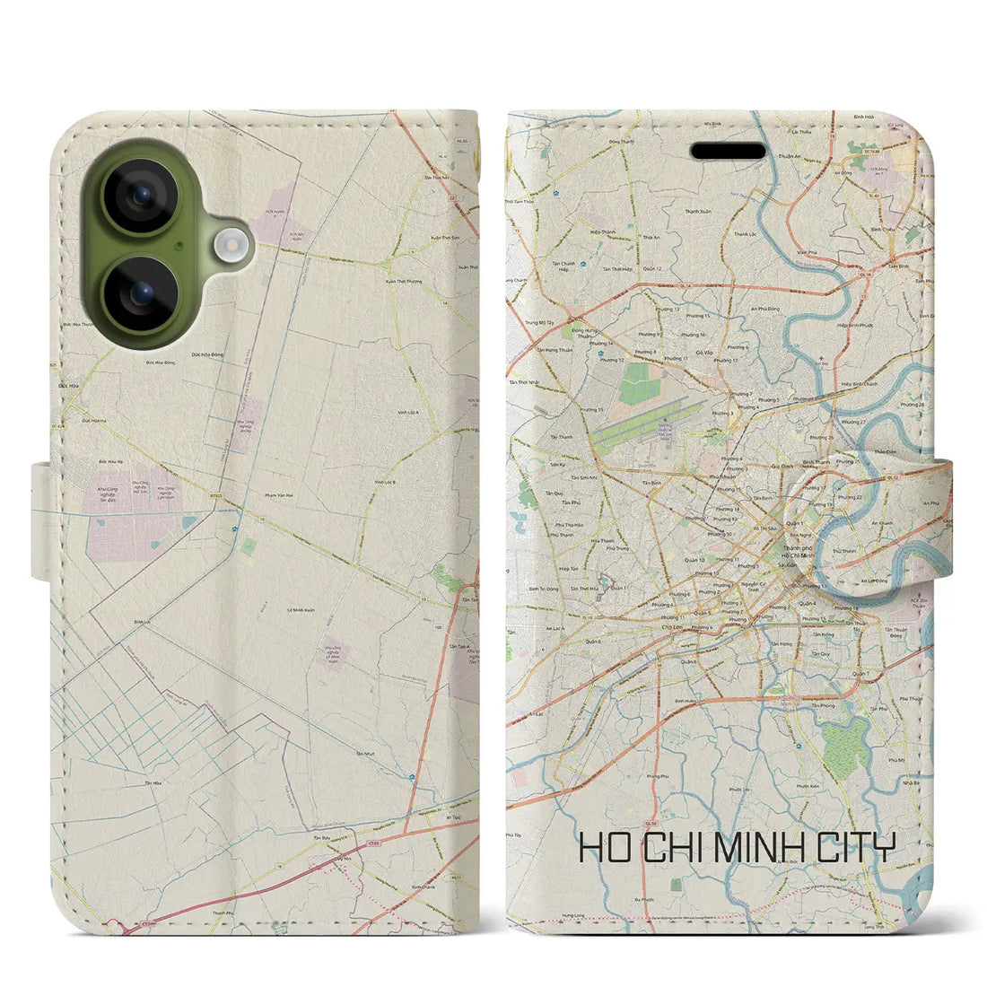 【ホーチミン(ベトナム)】地図柄iPhoneケース(手帳タイプ)ナチュラル・iPhone 17 Pro Max 用