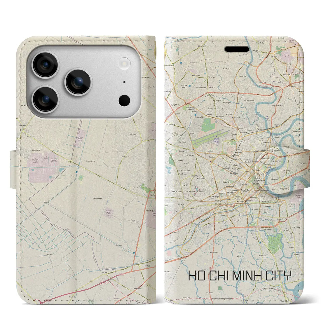 【ホーチミン(ベトナム)】地図柄iPhoneケース(手帳タイプ)モノトーン・iPhone 17 Pro Max 用