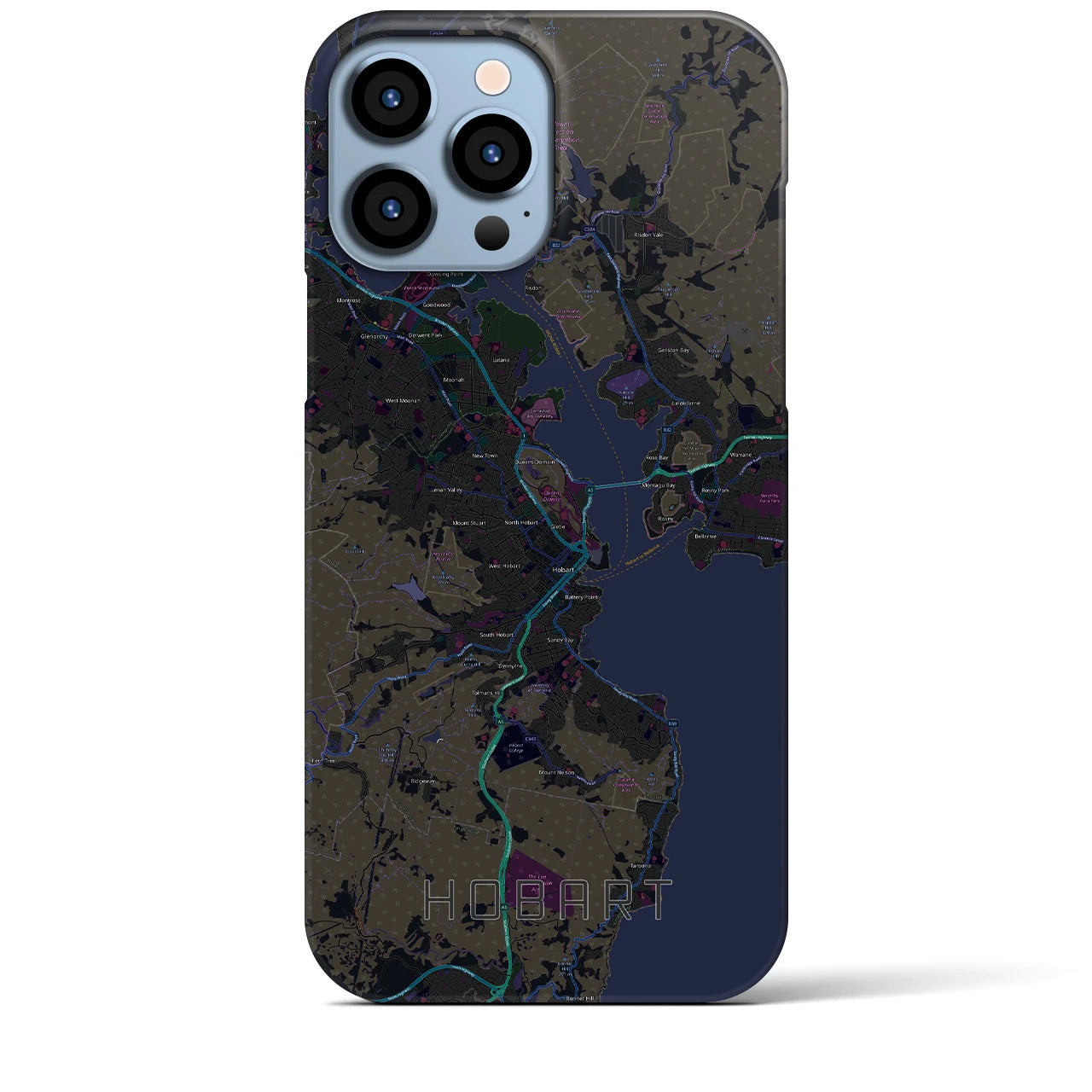 【ホバート(オーストラリア)】地図柄iPhoneケース(バックカバータイプ)