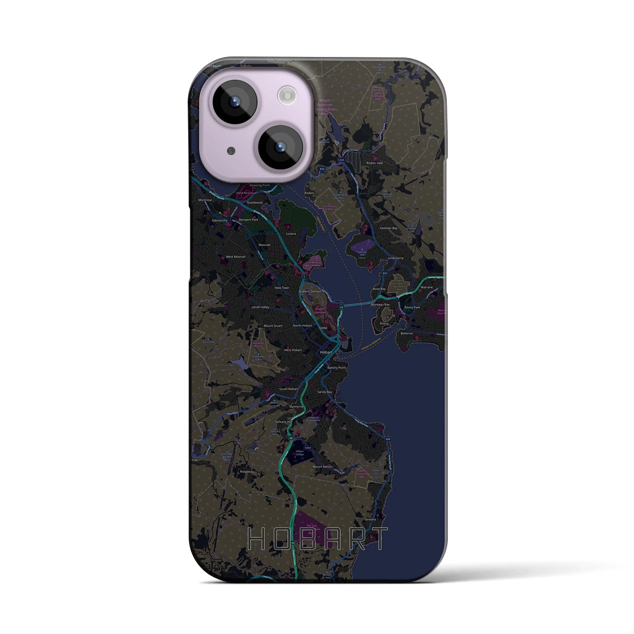 【ホバート(オーストラリア)】地図柄iPhoneケース(バックカバータイプ)