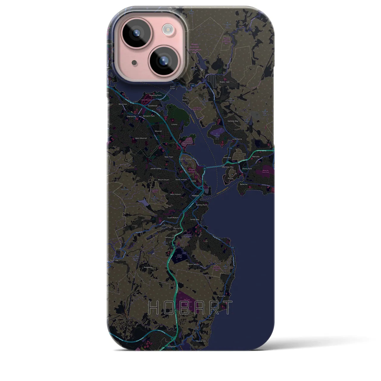 【ホバート(オーストラリア)】地図柄iPhoneケース(バックカバータイプ)