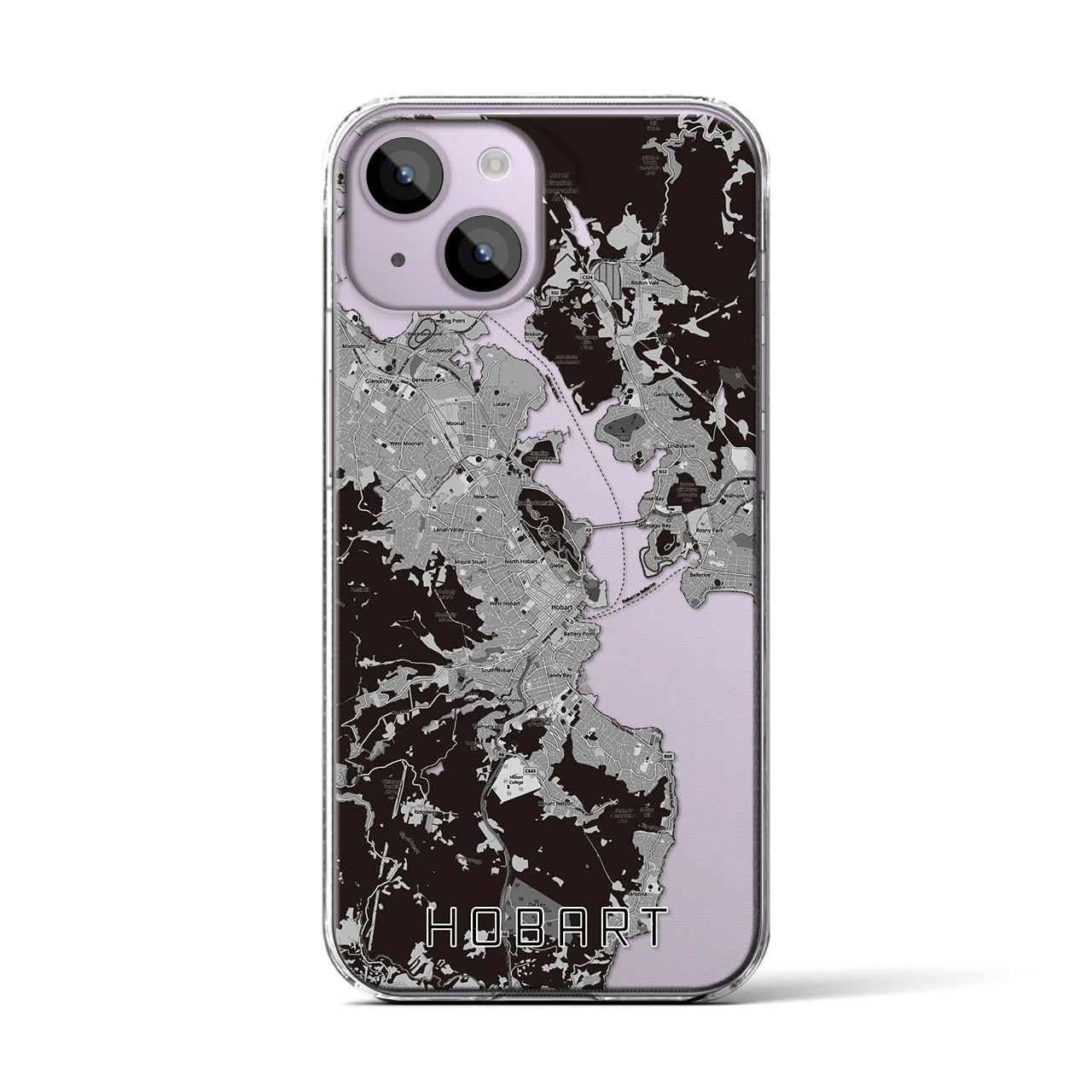 【ホバート(オーストラリア)】地図柄iPhoneケース(クリアタイプ)