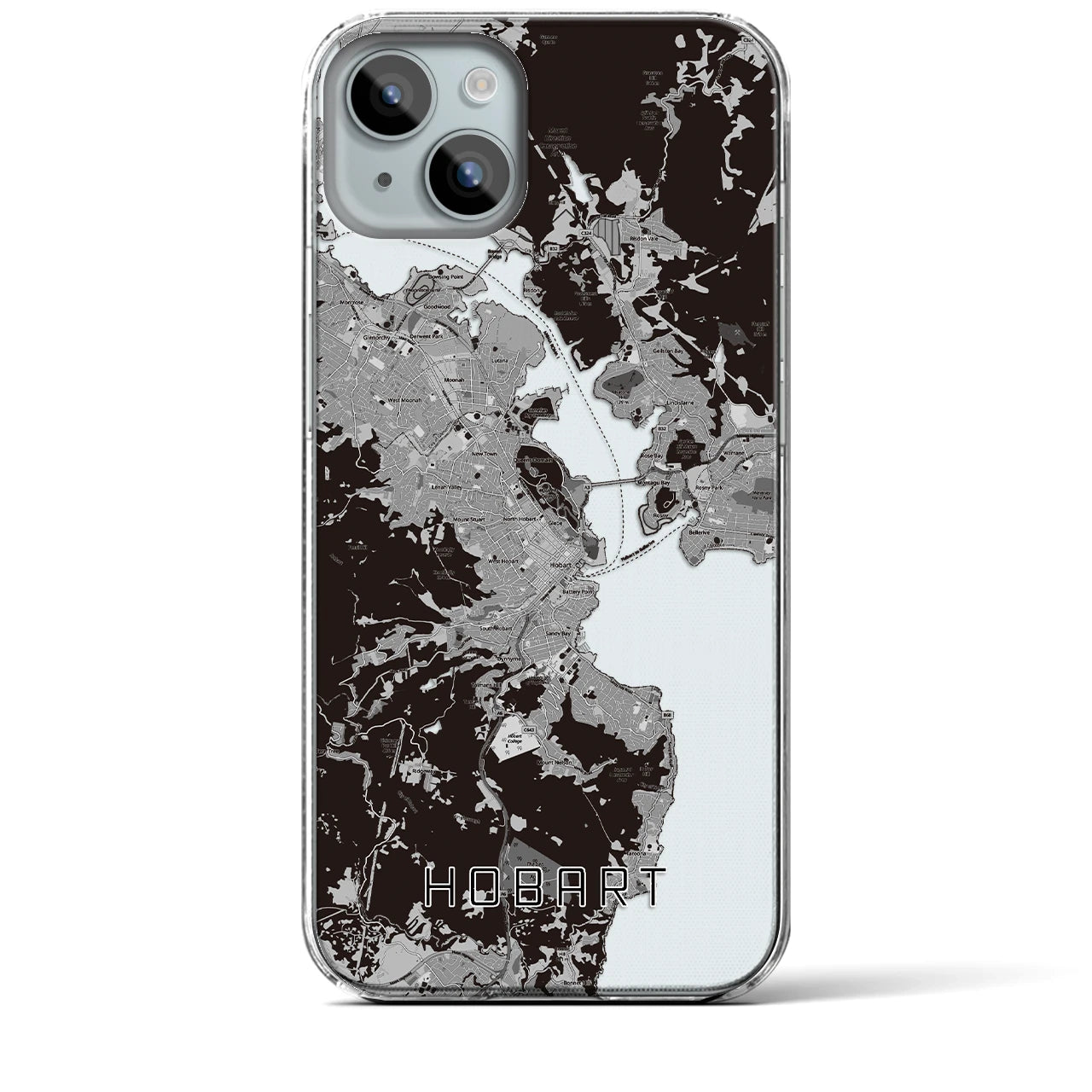 【ホバート(オーストラリア)】地図柄iPhoneケース(クリアタイプ)