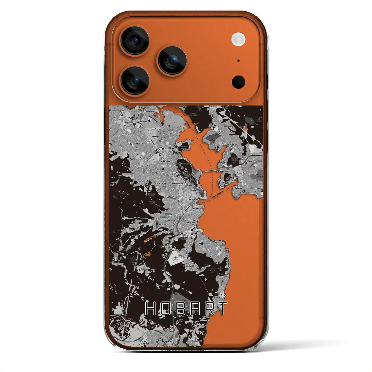 【ホバート(オーストラリア)】地図柄iPhoneケース(クリアタイプ)モノトーン・iPhone 17 Pro Max 用