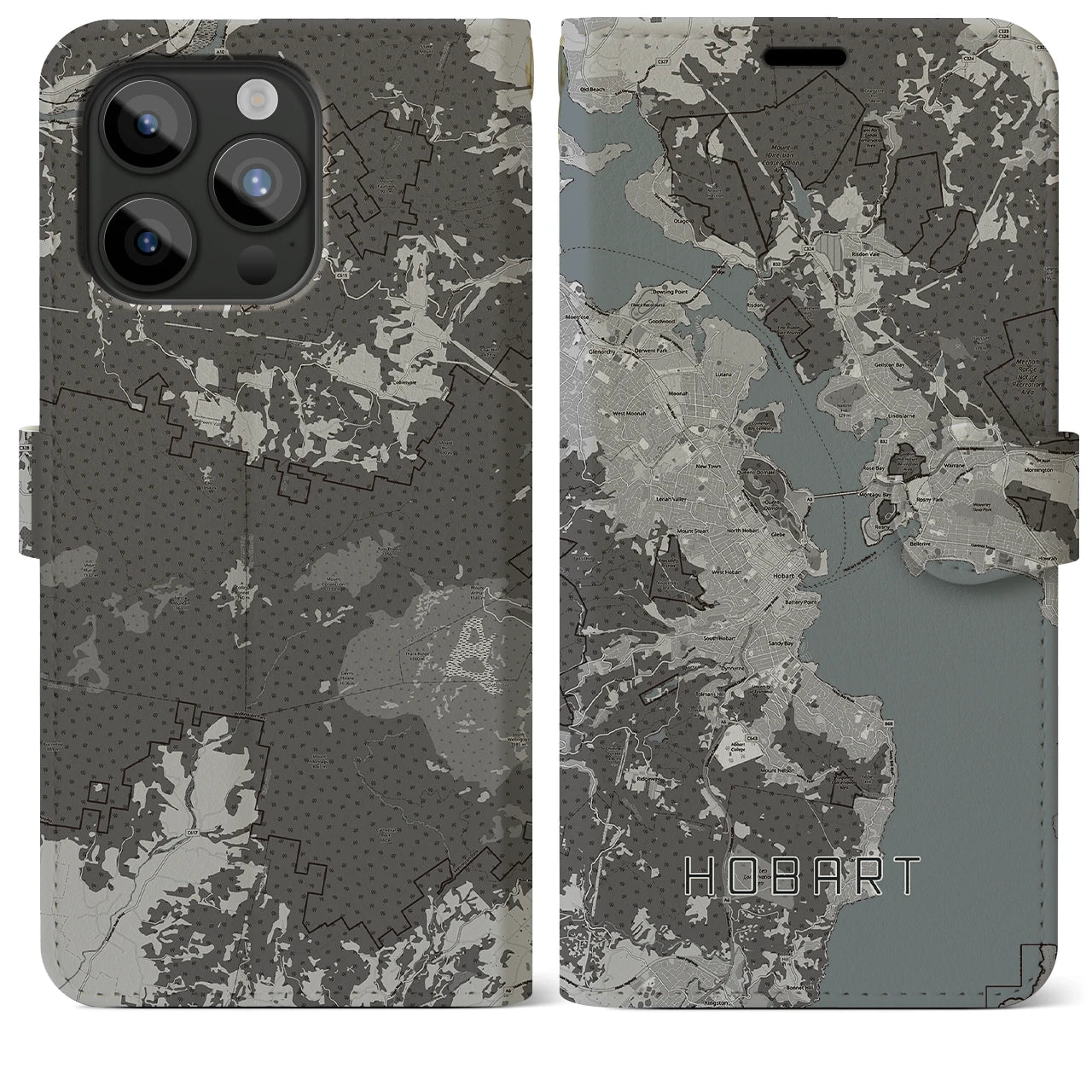 【ホバート(オーストラリア)】地図柄iPhoneケース(手帳タイプ)