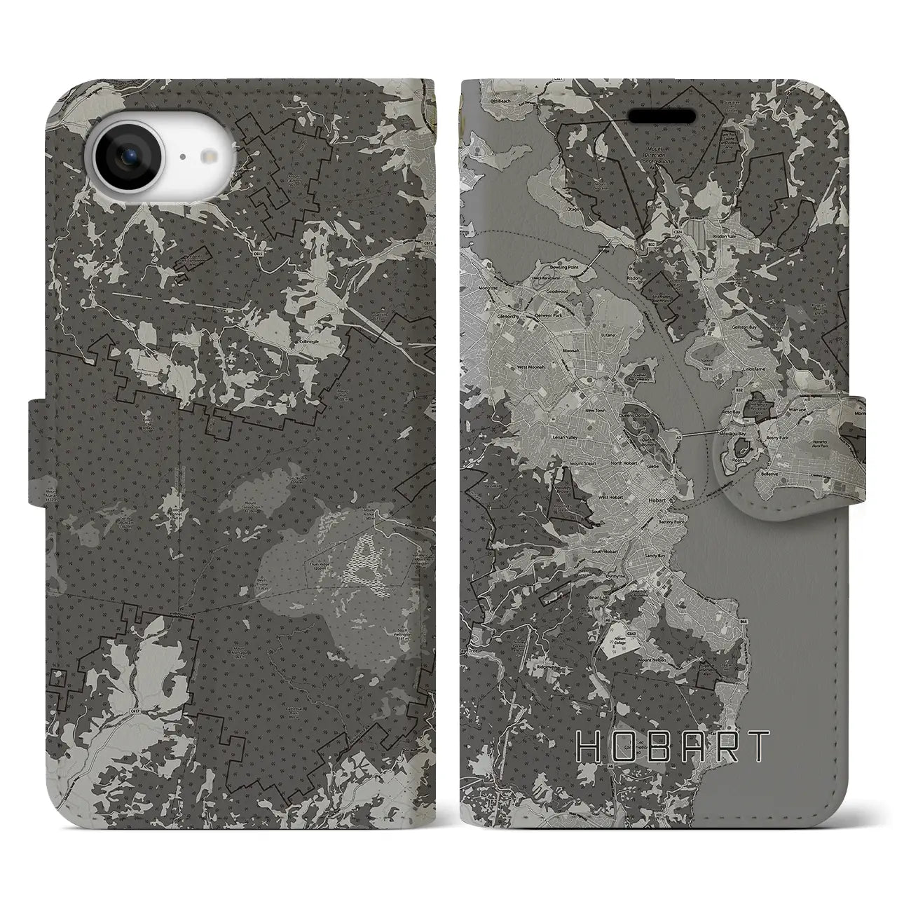 【ホバート(オーストラリア)】地図柄iPhoneケース(手帳タイプ)