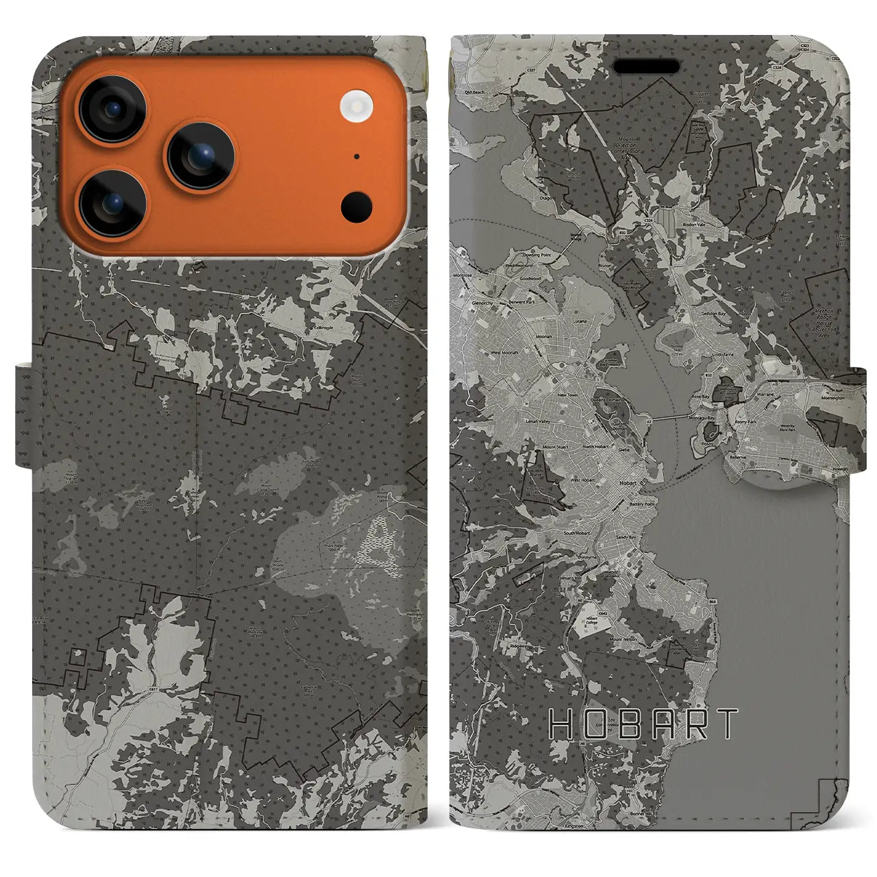 【ホバート(オーストラリア)】地図柄iPhoneケース(手帳タイプ)