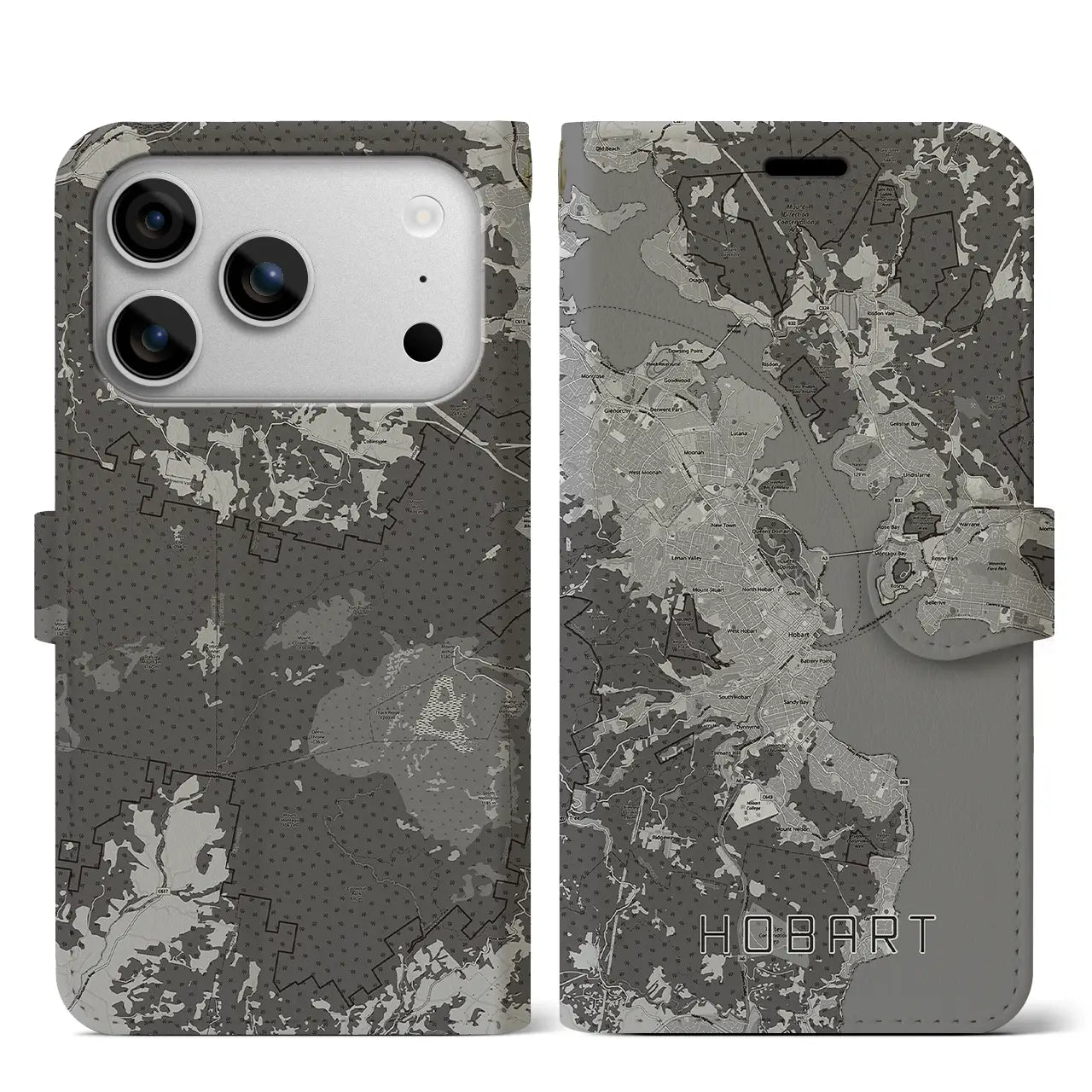 【ホバート(オーストラリア)】地図柄iPhoneケース(手帳タイプ)