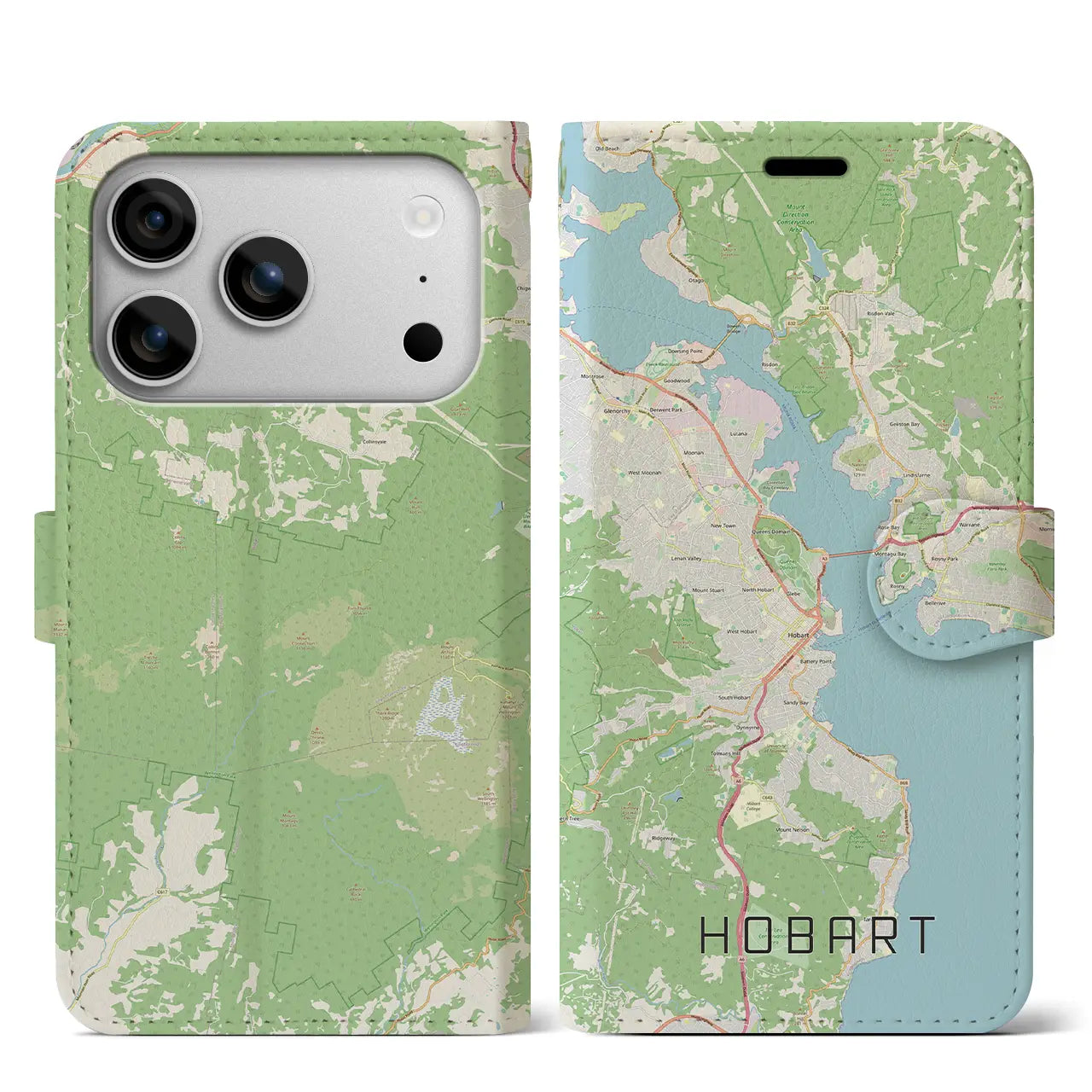 【ホバート(オーストラリア)】地図柄iPhoneケース(手帳タイプ)