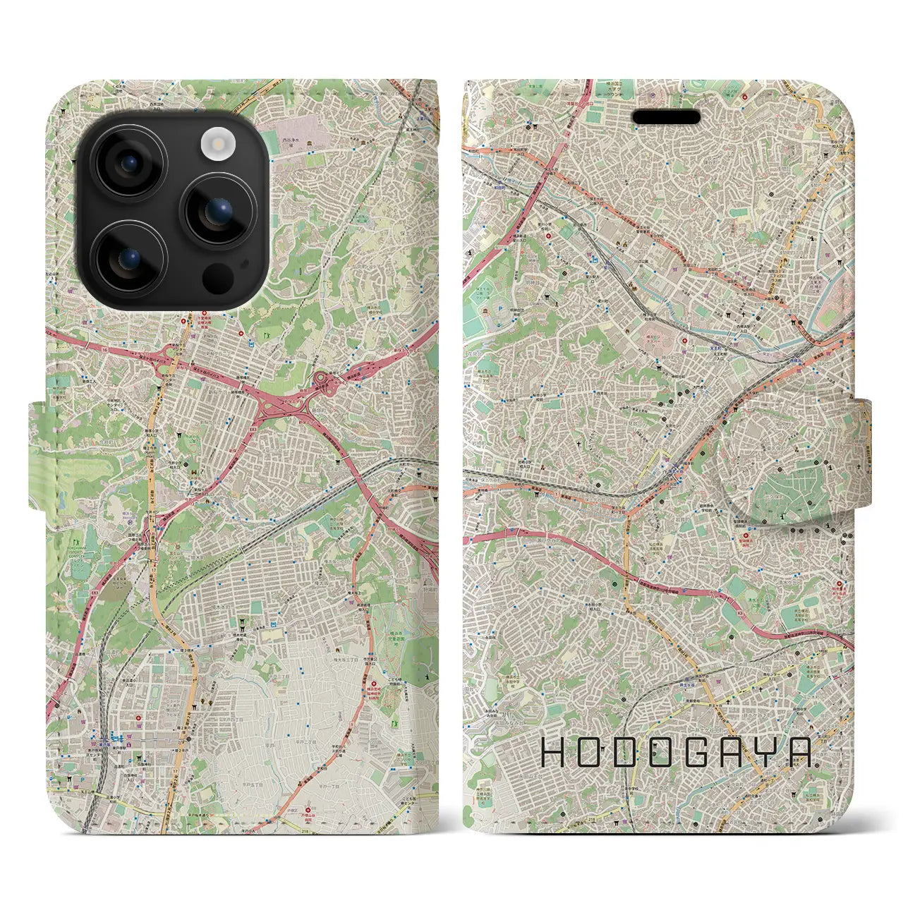 【保土ケ谷(神奈川県)】地図柄iPhoneケース(手帳タイプ)ナチュラル・iPhone 16 用