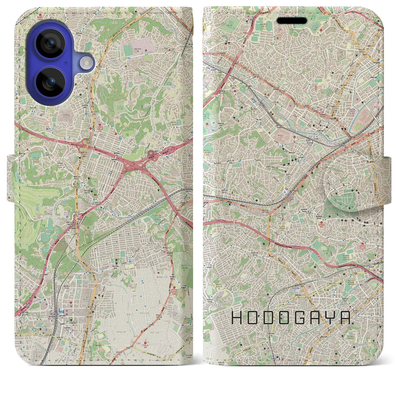 【保土ケ谷(神奈川県)】地図柄iPhoneケース(手帳タイプ)ナチュラル・iPhone 16 Pro Max 用