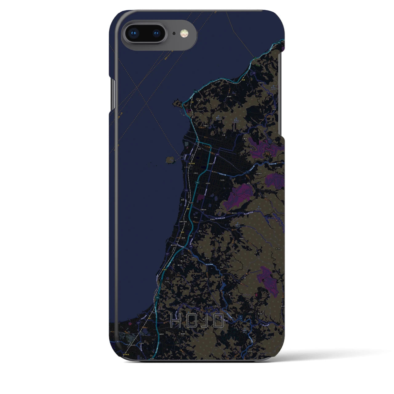 【北条(愛媛県)】地図柄iPhoneケース(バックカバータイプ)