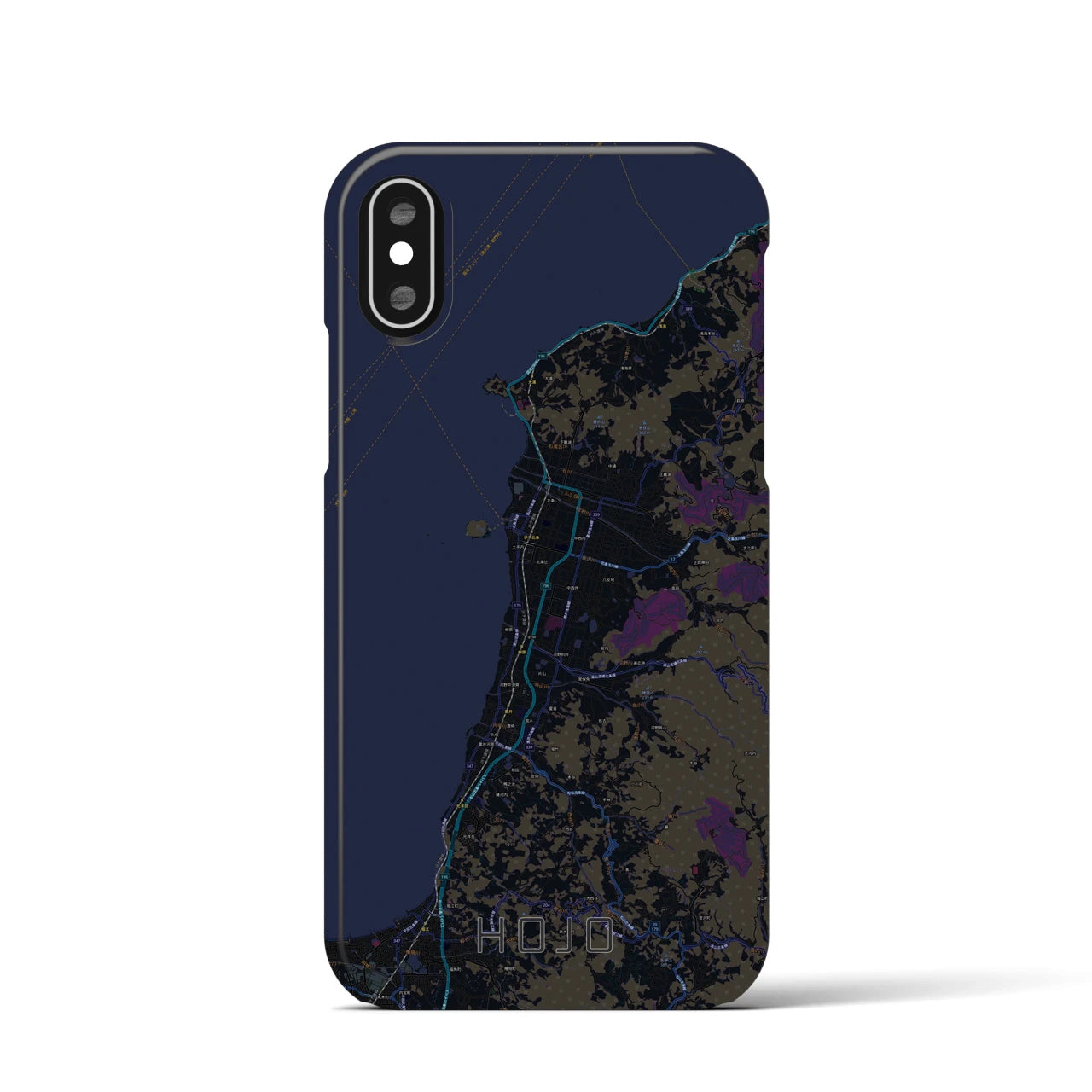 【北条(愛媛県)】地図柄iPhoneケース(バックカバータイプ)