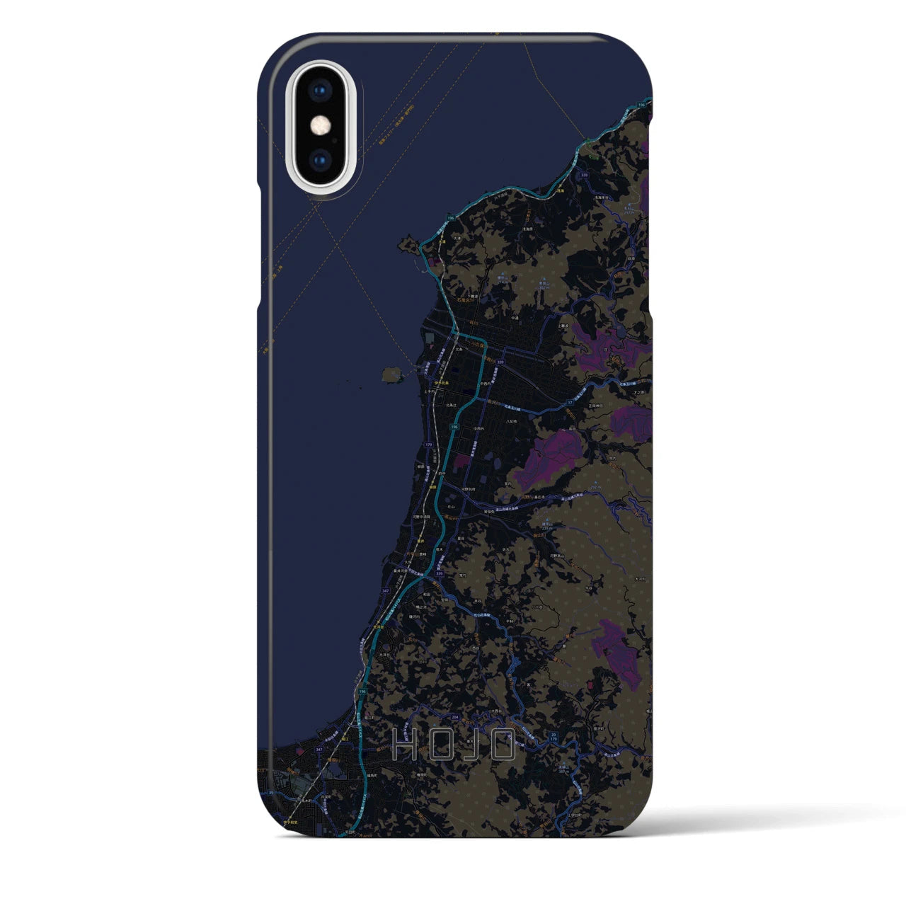 【北条(愛媛県)】地図柄iPhoneケース(バックカバータイプ)