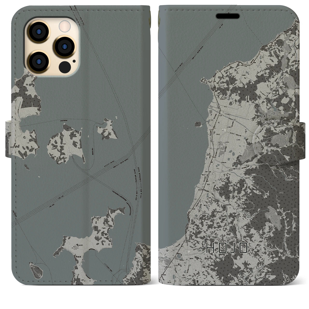 【北条(愛媛県)】地図柄iPhoneケース(手帳タイプ)