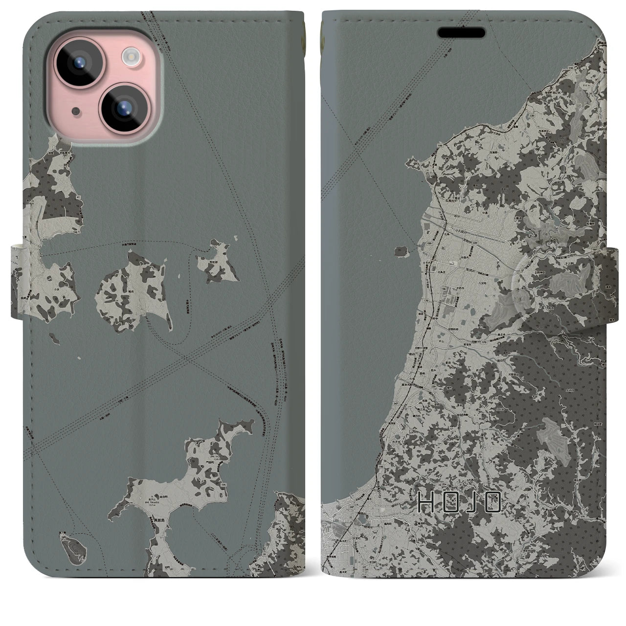 【北条(愛媛県)】地図柄iPhoneケース(手帳タイプ)