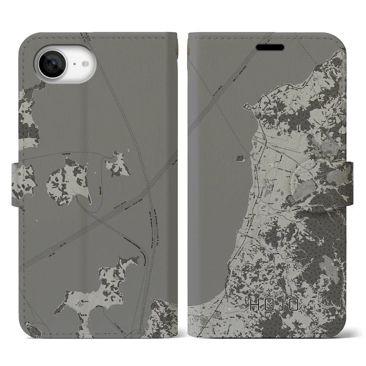 【北条(愛媛県)】地図柄iPhoneケース(手帳タイプ)