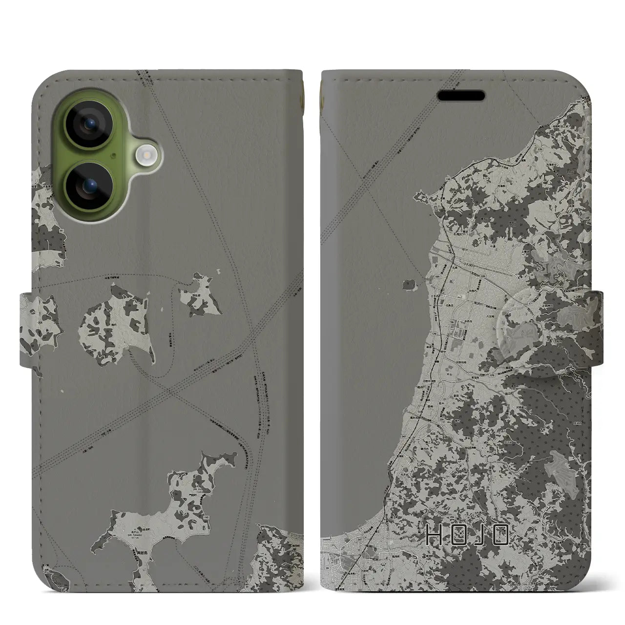 【北条(愛媛県)】地図柄iPhoneケース(手帳タイプ)