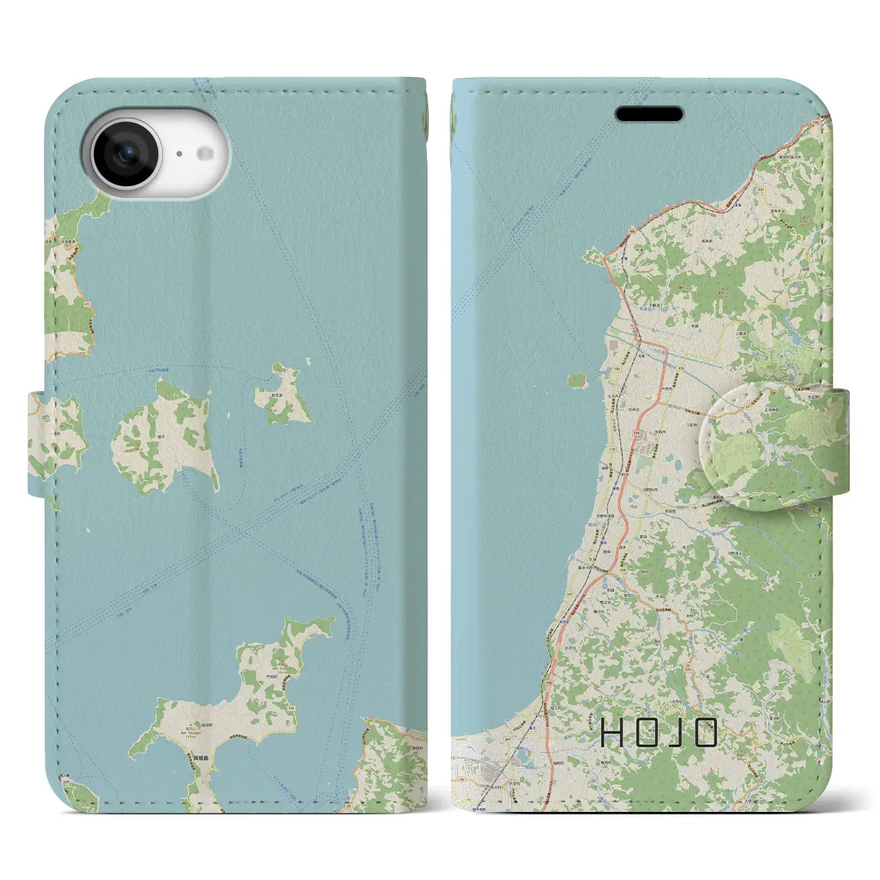 【北条(愛媛県)】地図柄iPhoneケース(手帳タイプ)