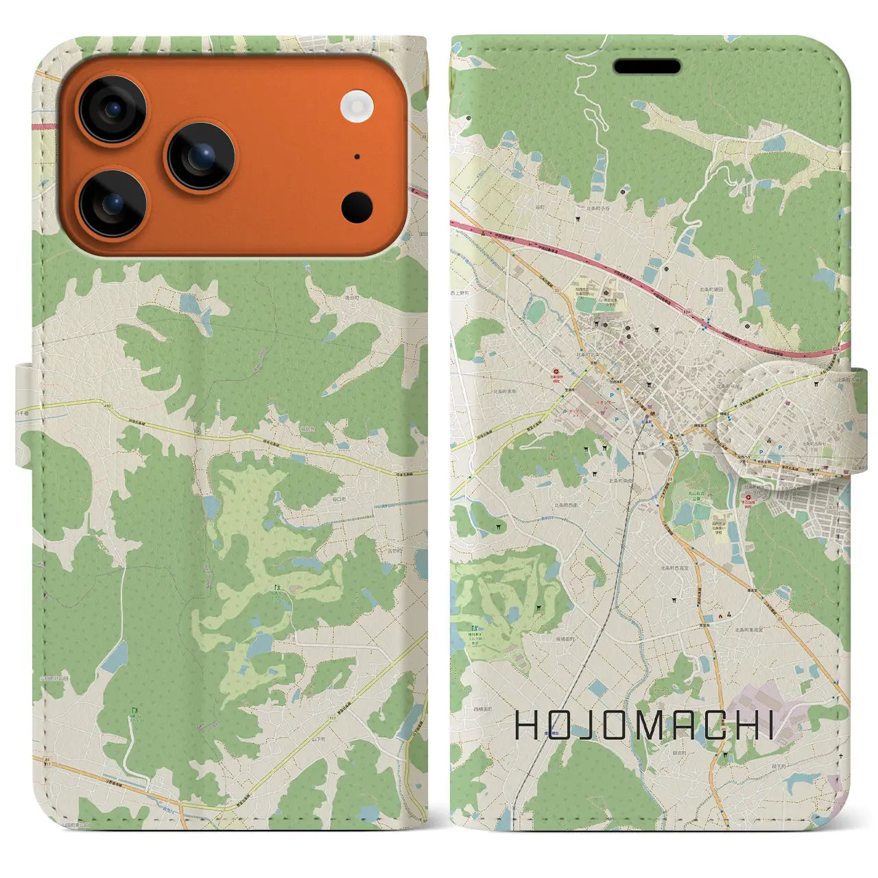 【北条町(兵庫県)】地図柄iPhoneケース(手帳タイプ)モノトーン・iPhone 17 Pro Max 用