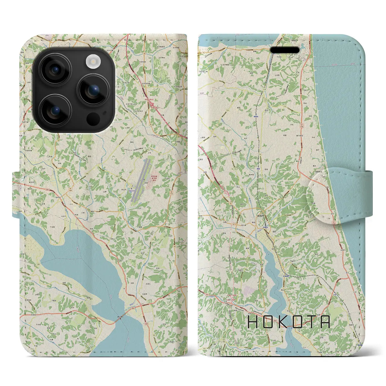 【鉾田(茨城県)】地図柄iPhoneケース(手帳タイプ)ナチュラル・iPhone 16 用