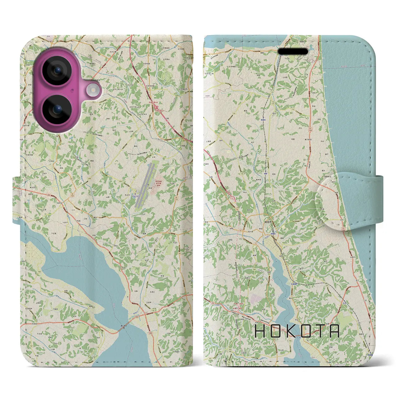 【鉾田(茨城県)】地図柄iPhoneケース(手帳タイプ)ナチュラル・iPhone 16 Pro 用