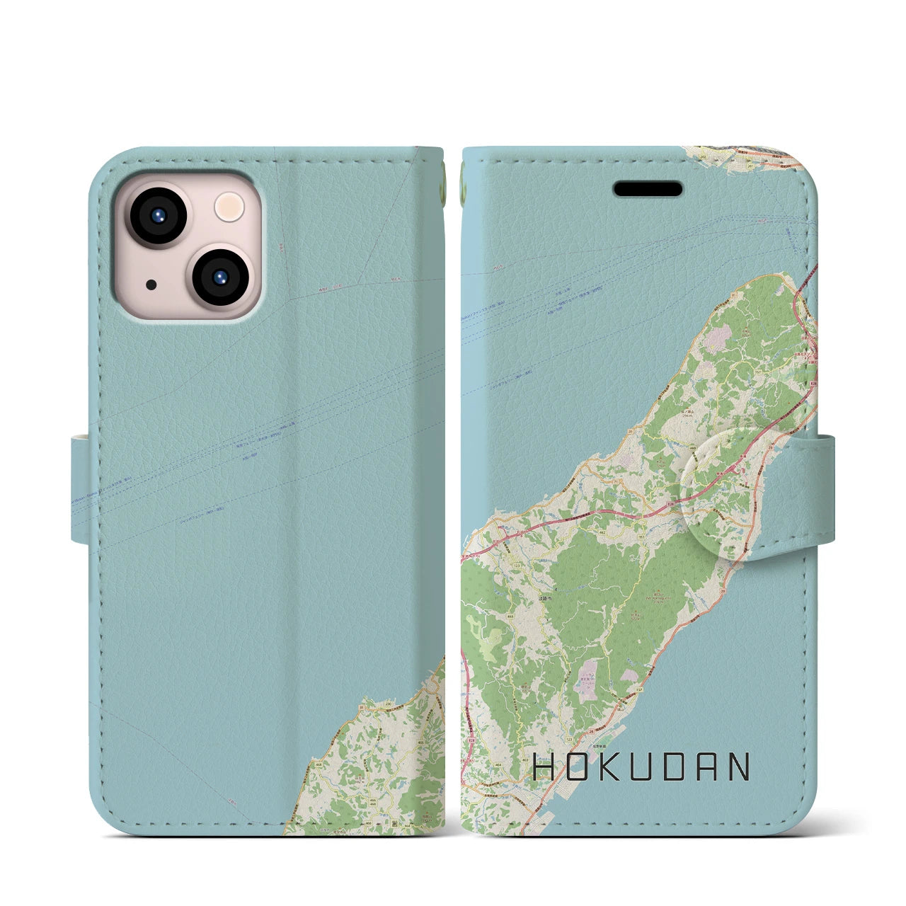 【北淡(兵庫県)】地図柄iPhoneケース(手帳タイプ)ナチュラル・iPhone 13 mini 用