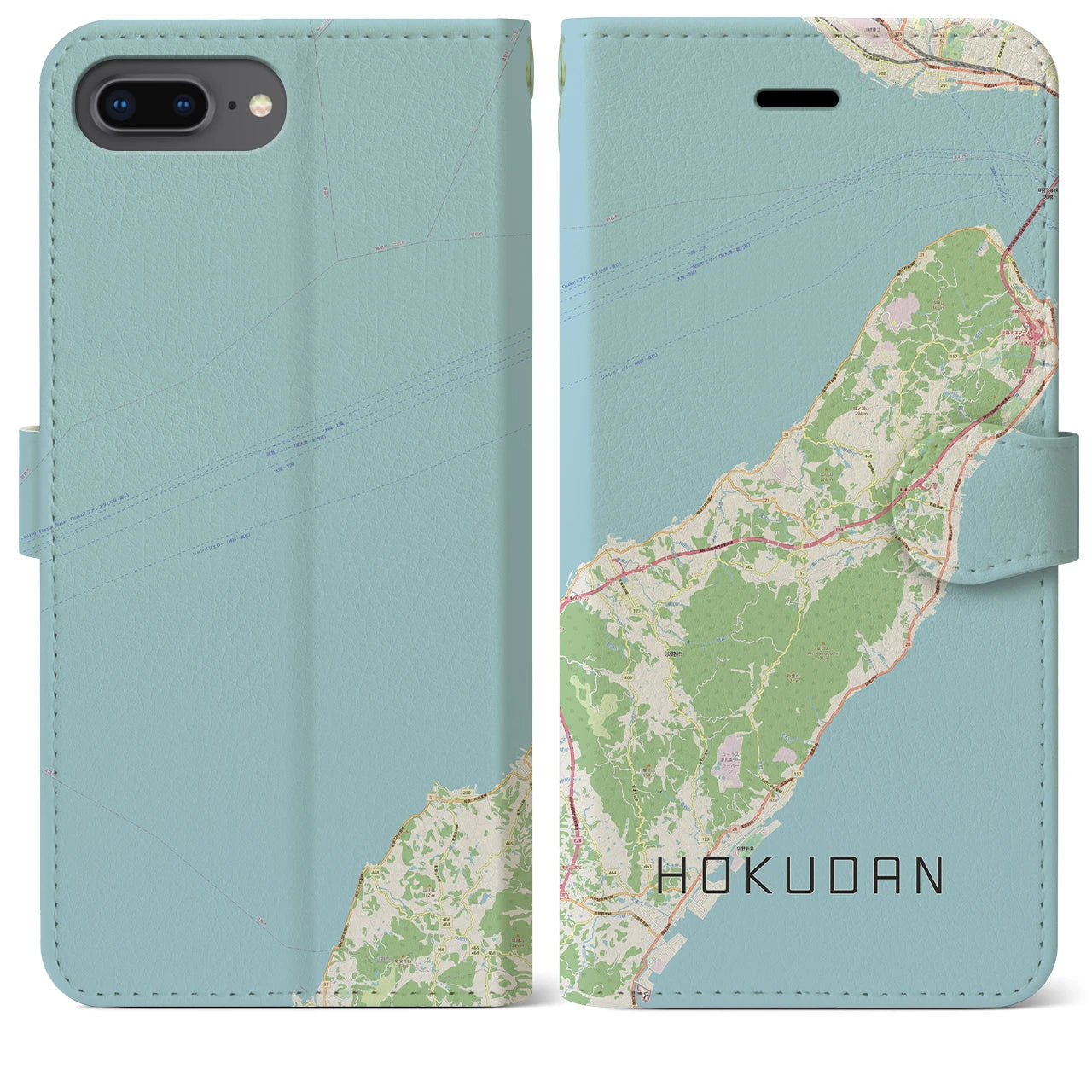 【北淡(兵庫県)】地図柄iPhoneケース(手帳タイプ)ナチュラル・iPhone 8Plus /7Plus / 6sPlus / 6Plus 用