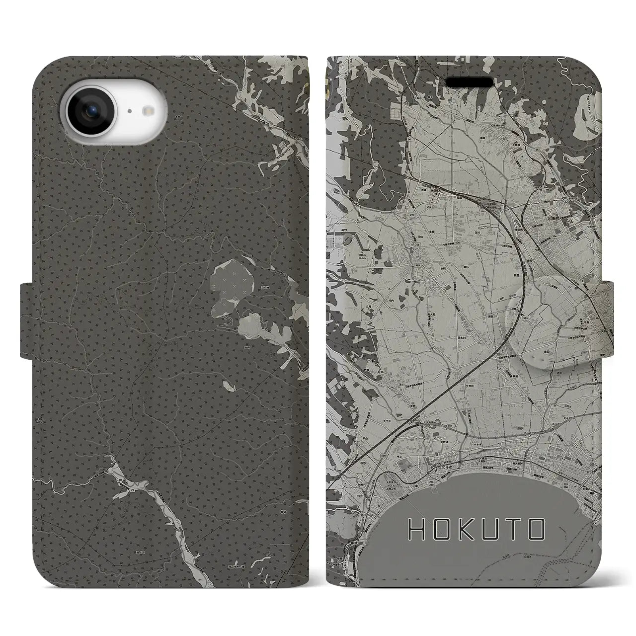 【北斗(北海道)】地図柄iPhoneケース(手帳タイプ)
