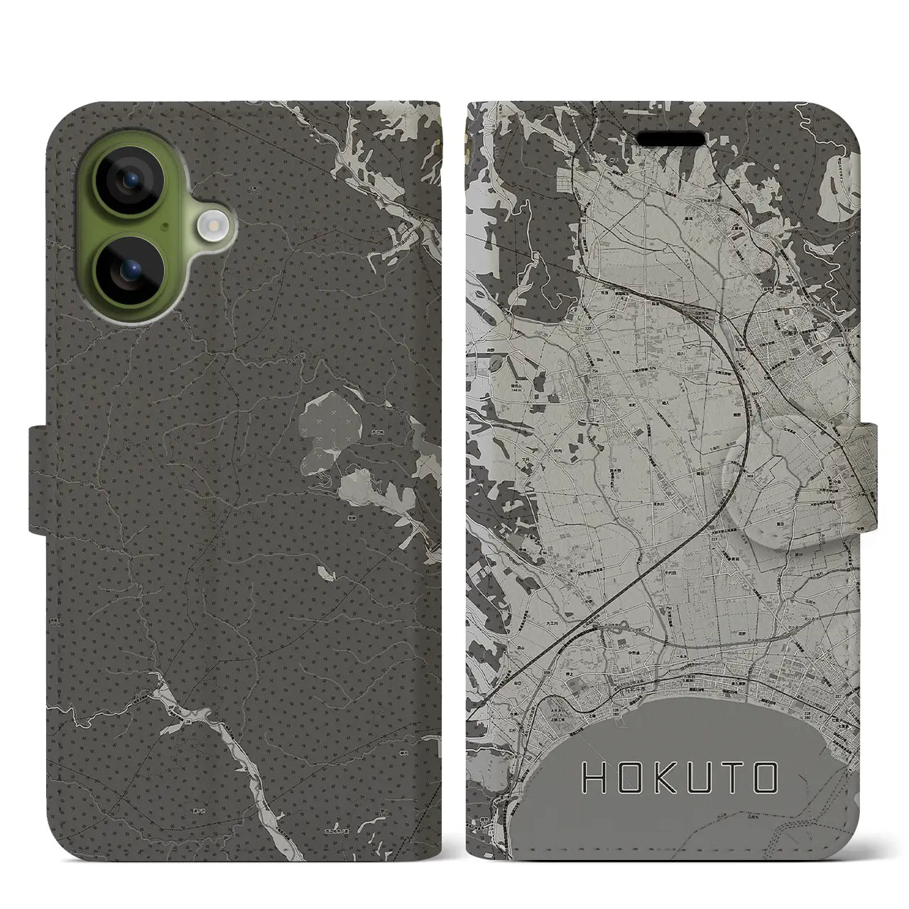 【北斗(北海道)】地図柄iPhoneケース(手帳タイプ)